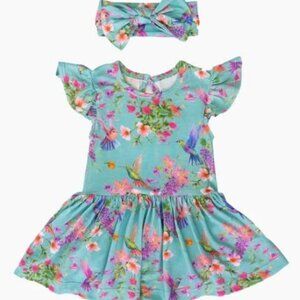 Jules and belle hum away with me 6-9 month skirted onesie